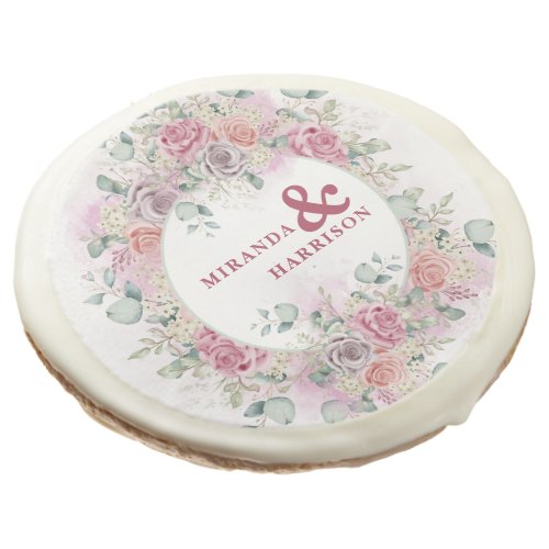 Watercolor Roses Wedding  Sugar Cookie