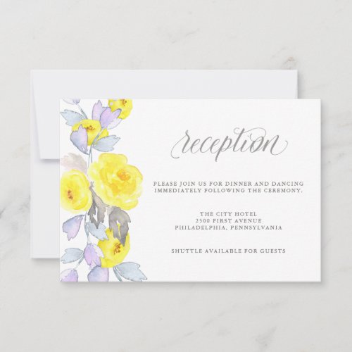 Watercolor Roses Yellow Purple and Gray Reception Invitation