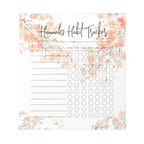 Watercolor Rosy Minimal Script Habit Tracker Notepad