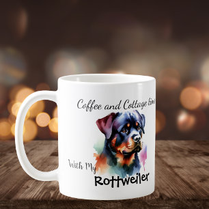 Watercolor Rottweiler at Cottage Personalize Coffee Mug