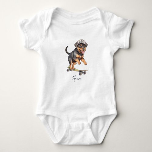 Watercolor Rottweiler Baby Bodysuit