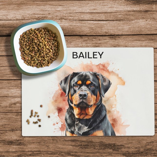 Watercolor Rottweiler Dog Food Mat (Creator Uploaded)