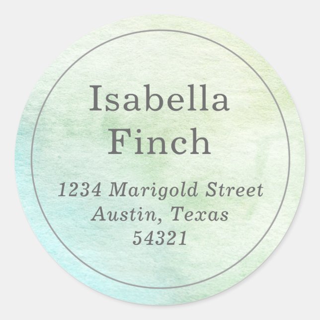 Watercolor Round Address Label (Front)