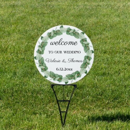 Watercolor Round Eucalyptus Wreath Sign