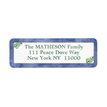 Watercolor Royal Blue  Green  Gold Simplicity Label by teeloft at Zazzle