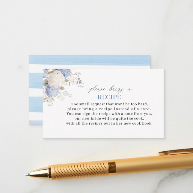 Watercolor Royal Botanique Hydrangea flower  Recip Enclosure Card (Front/Back In Situ)