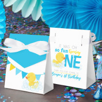 Watercolor Rubber Duck 1st Birthday Treat Favor Boxes