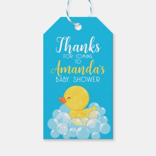 Watercolor Rubber Duck Baby Shower Favor Tags