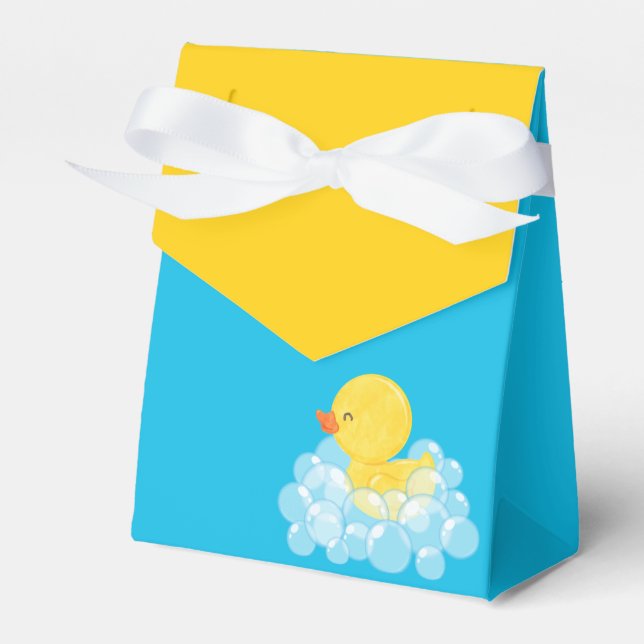 Watercolor Rubber Duck Birthday Treat Favor Boxes (Front Side)