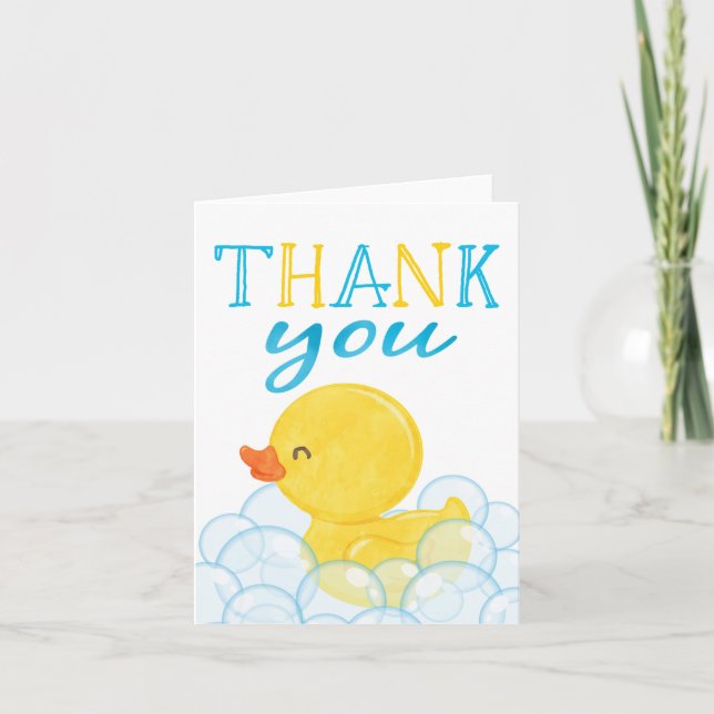 Watercolor Rubber Duck Folding Thank You Cards (Front)