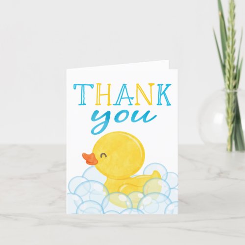 Watercolor Rubber Duck Folding Thank You Cards