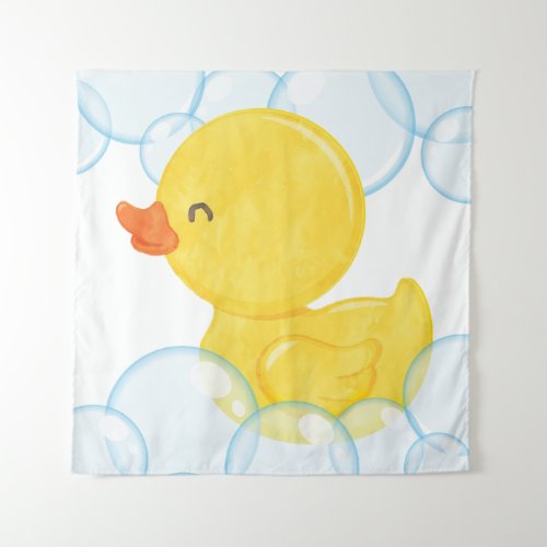 Watercolor Rubber Duck Square Tapestry Backdrop