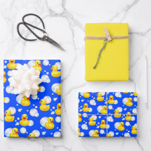 Watercolor Rubber Duckie & Soap Bubbles Wrapping Paper Sheets