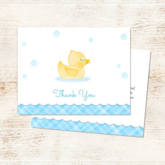 Watercolor Rubber Ducky Baby Shower Thank You Note Card