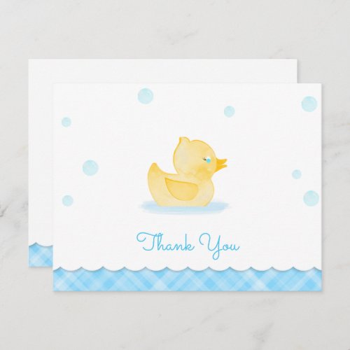 Watercolor Rubber Ducky Baby Shower Thank You Note Card