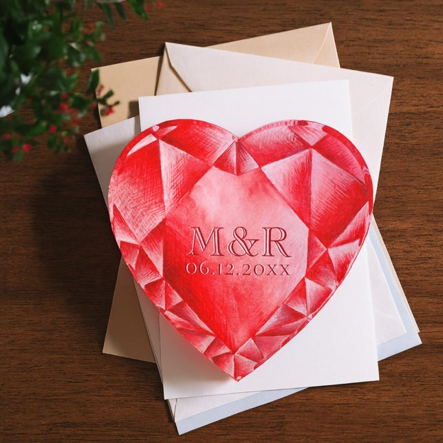     Watercolor Ruby Heart 40th Wedding Anniversary Paperweight (Creator Uploaded)