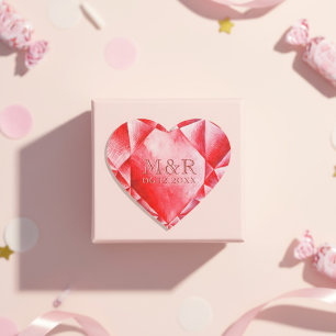 Watercolor Ruby Heart 40th Wedding Anniversary Sticker