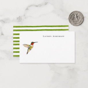 Watercolor Ruby Throat Humming bird Little Note Card