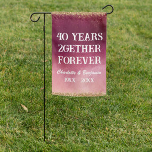 Watercolor Ruby Wedding Glitter 40th Anniversary  Garden Flag