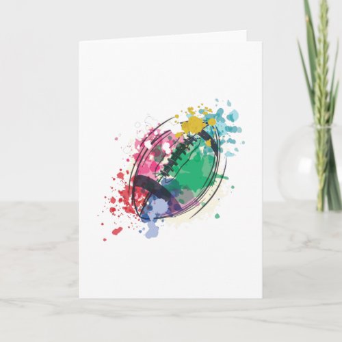 Watercolor rugby ball card