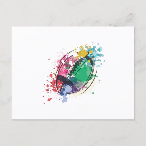 Watercolor rugby ball postcard