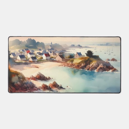 Watercolor Rugged coastlines Desk Mat