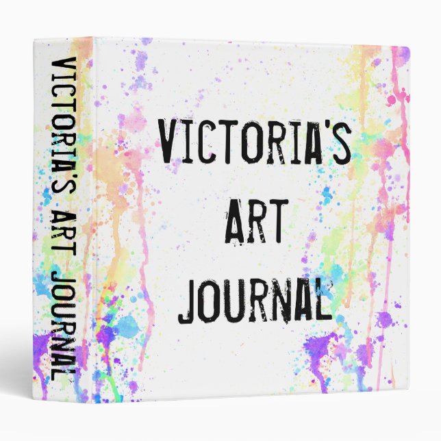 Watercolor Run Custom Art Journal 3 Ring Binder (Front/Spine)