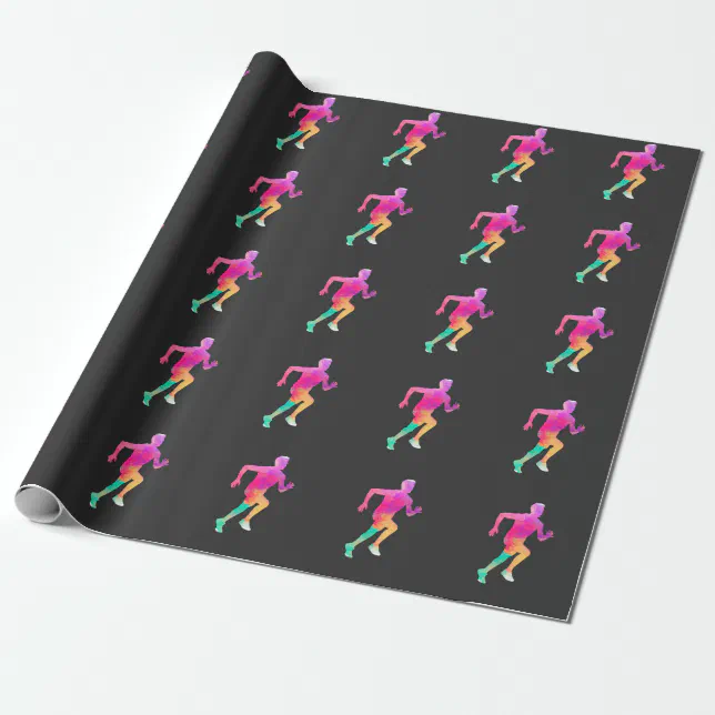 Watercolor Runner Art Marathon Athlete Running Wrapping Paper Zazzle