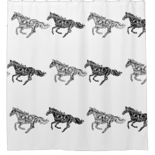 Watercolor Running Horses Horse  Animal Pattern Shower Curtain