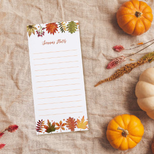 Watercolor Rustic Autumn Fall Leaves Magnetic Notepad