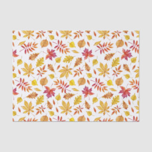 Watercolor Rustic Autumn Leaves Pattern Tissue Paper