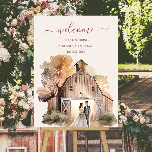 Watercolor Rustic Barn Wedding Foam Board