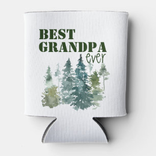 Watercolor Rustic Best Grandpa Ever Can Cooler