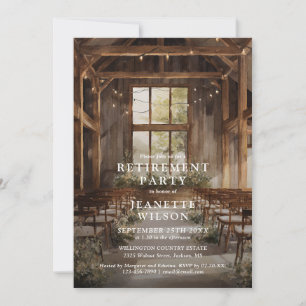 Watercolor Rustic Boho Barn Retirement Party Invitation