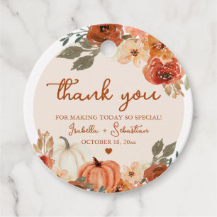Watercolor Rustic Boho Fall Pumpkin Wedding Favor Tags