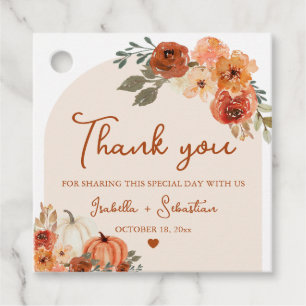 Watercolor Rustic Boho Fall Pumpkin Wedding Favor Tags