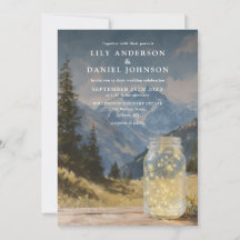 Watercolor Rustic Boho Mountain Mason Jar Wedding