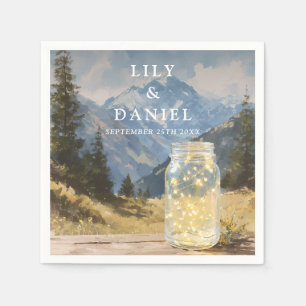 Watercolor Rustic Boho Mountain Mason Jar Wedding Napkins
