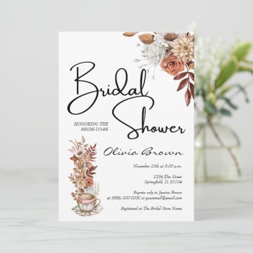 Watercolor Rustic Botanical Bridal Shower Photo  Invitation