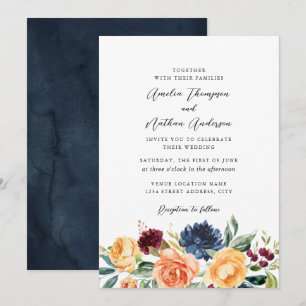 Watercolor Rustic Botanical Florals Wedding Invitation