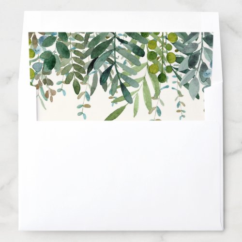  Watercolor Rustic Botanical Leaves   Envelope Liner
