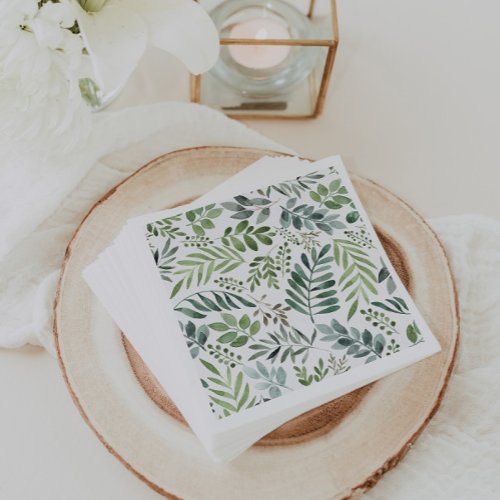 Watercolor Rustic Botanical Leaves    Napkins