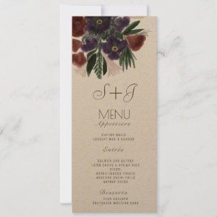 Watercolor Rustic Botany Bouquet Dinner Menu