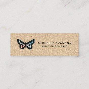 Watercolor Rustic Butterfly Logo Professional Mini Business Card by whimsydesigns at Zazzle