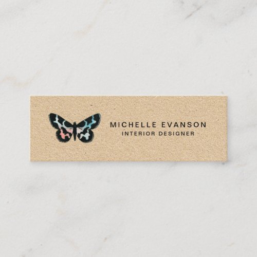 Watercolor Rustic Butterfly Logo Professional Mini Business Card