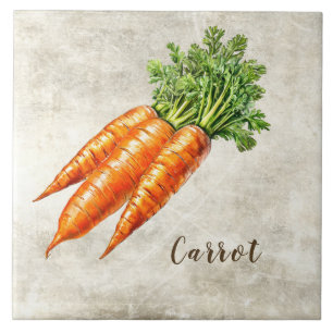 Watercolor Rustic Carrot Faux Texture Ceramic Tile