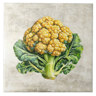 Watercolor Rustic Cauliflower Faux Texture Ceramic Tile