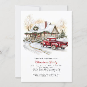 Watercolor Rustic Country Christmas Party  Invitation