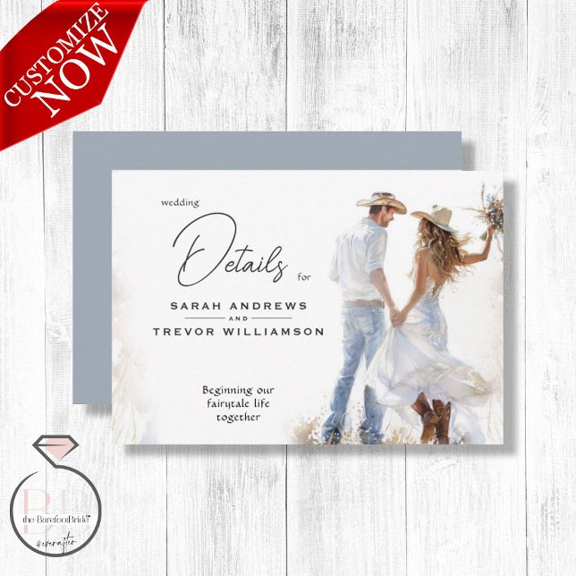 Watercolor Rustic Cowboy Wedding  Enclosure Card (Creator Uploaded)