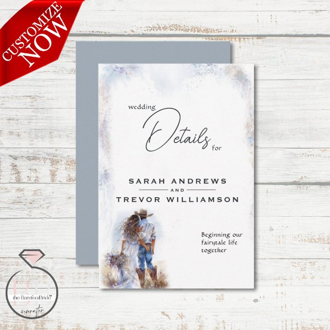 Watercolor Rustic Cowboy Wedding  Enclosure Card (Creator Uploaded)